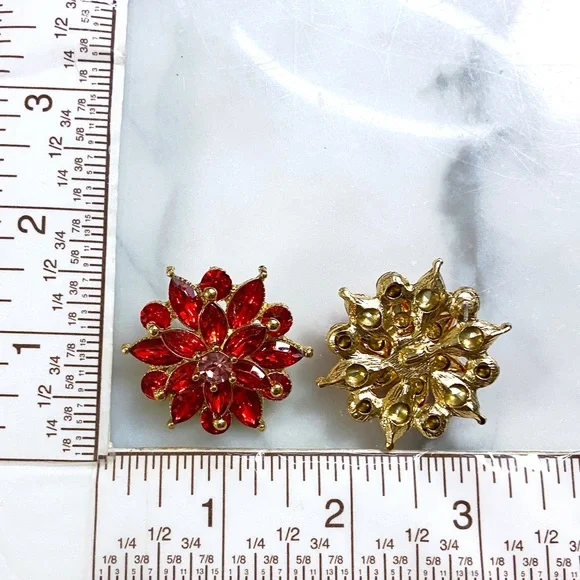 Show Stopping Red Crystal & Enamel Stud Earrings - Picture 5 of 5